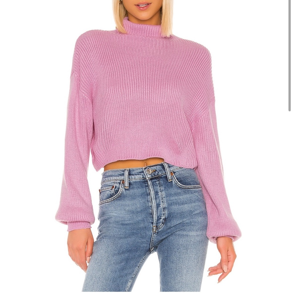 Superdown revolve pink cropped sweater